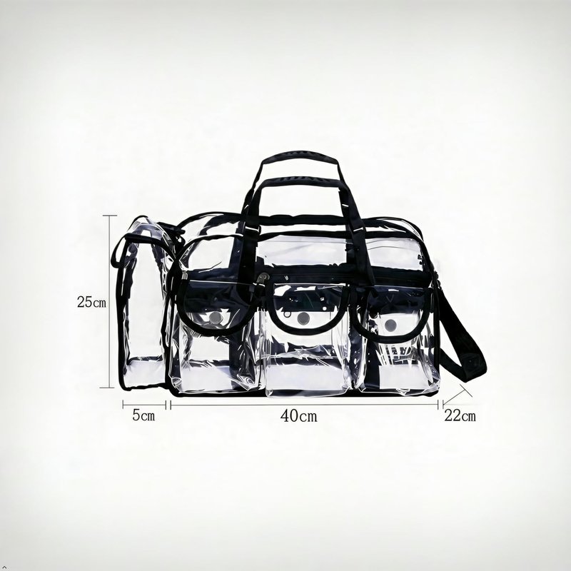 Jula Vance Large Clear Makeup Bag - Professional Transparent Vinyl PVC Makeup Kits Organizer for MUA Carry All Artist Traveling Cosmetic with 4 External Pockets & Tissue Holder