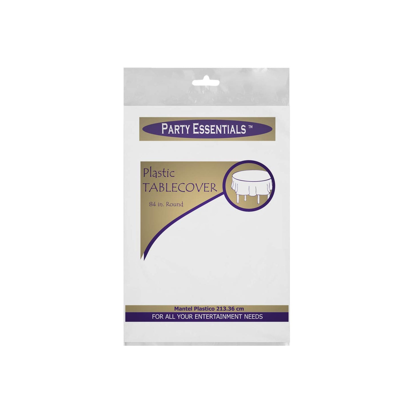 Party Essentials Heavy Duty 84" Round Plastic Table Cover Available in 22 Colors, White