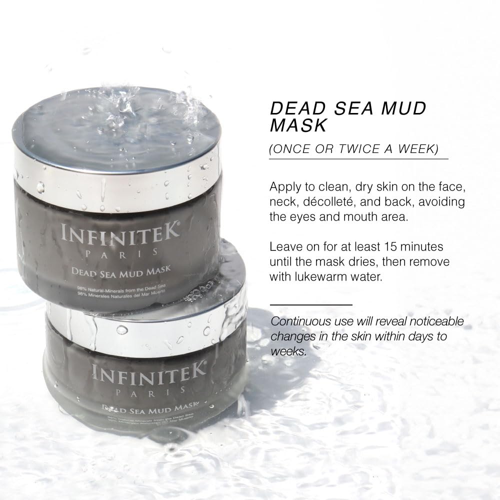 Infinitek Paris | Dead Sea Mud Mask | Galentine’s Gifts & Valentine’s Day Gifts for Women | Face Mask for Acne Treatment, Blackhead Remover, Antioxidant Pore Cleaner | 2.47 oz / 70 g