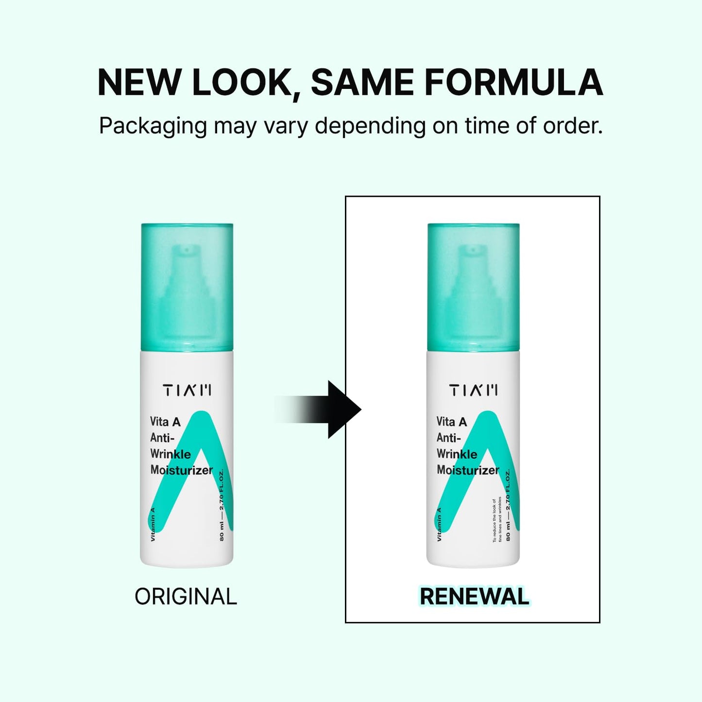 TIA'M Vita A Anti-Wrinkle Moisturizer, 2.7 fl oz, Lightweight Moisturizing Cream for Firming, Soft and Glowy Skin, Korean Skin Care