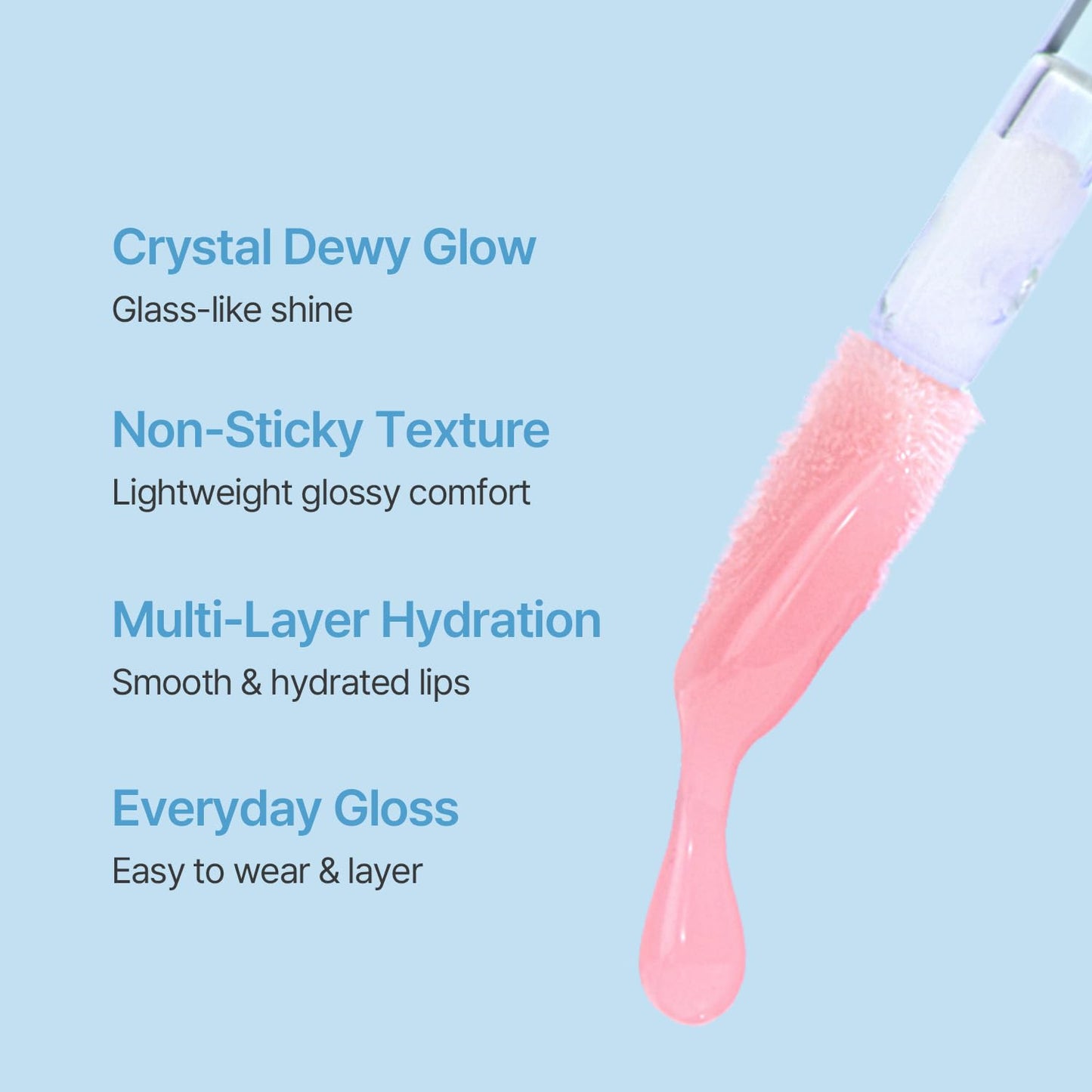 LOVB LOVB Crystal Dewy Lip Gloss | Lightweight & Non-Sticky | High-Shine & Long-Lasting | Hydrating Korean Lip Care Gloss | 0.17 oz. (03 FAIRY PINK)