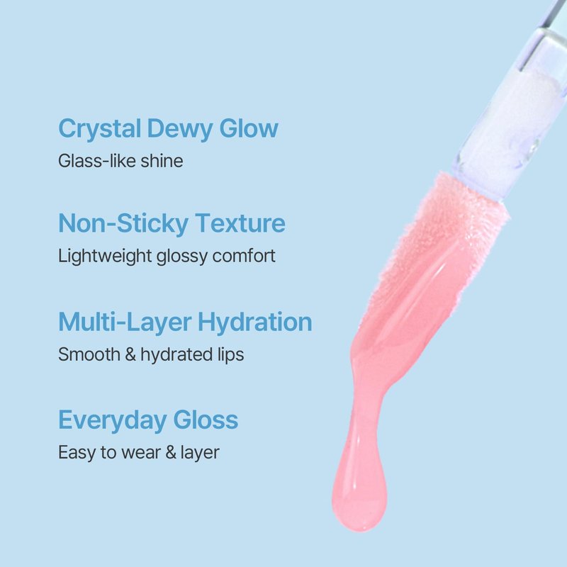 LOVB LOVB Crystal Dewy Lip Gloss | Lightweight & Non-Sticky | High-Shine & Long-Lasting | Hydrating Korean Lip Care Gloss | 0.17 oz. (03 FAIRY PINK)