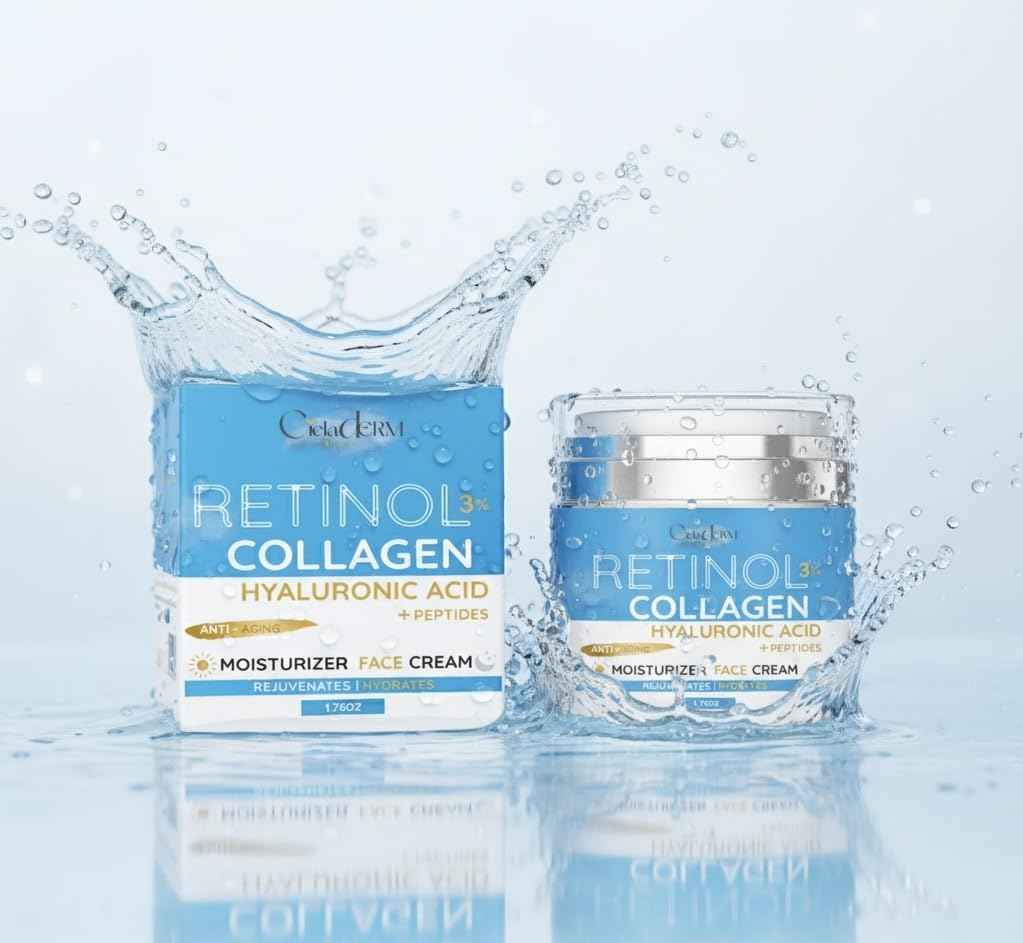 Face Moisturizer Retinol Cream with Collagen and Hyaluronic Acid | Day & Night Anti-Aging and Anti-Wrinkle Skin Barrier Hydration Cream for All Skin Types