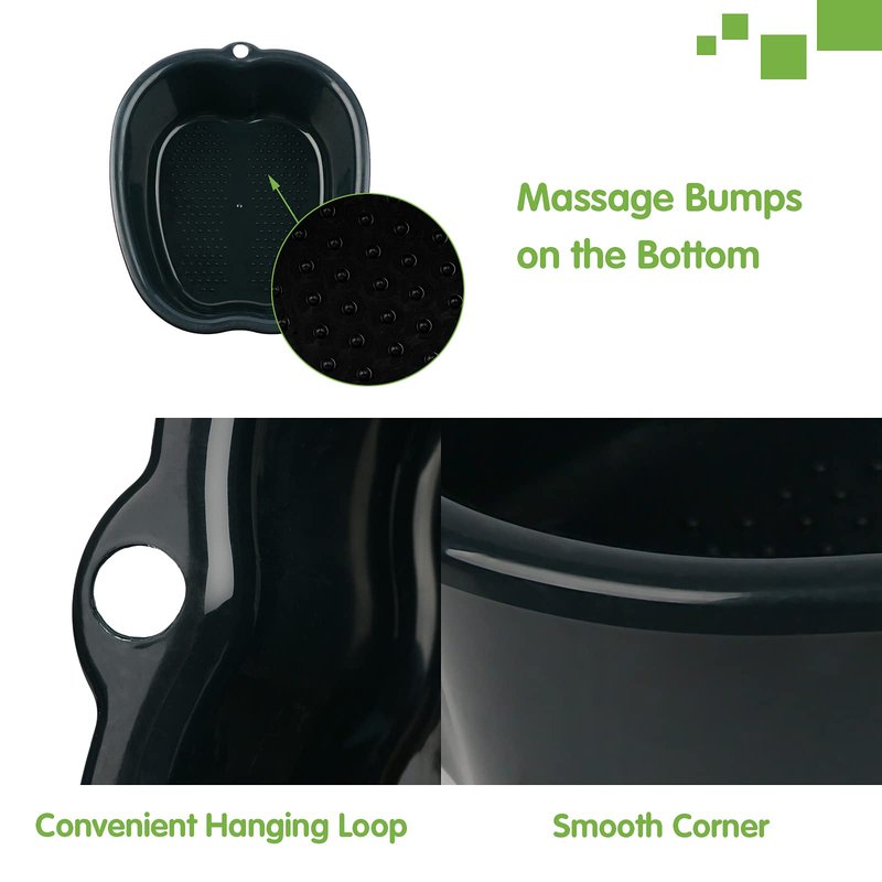 Lemoncy Foot Soaking Tub, Durable Feet Soaking Bath Basin Large Feet Bucket Wash Basin Plastic Tub Convenient Foot Massager Spa for Detox,Toe Nails, and Ankles,Pedicure (Black)