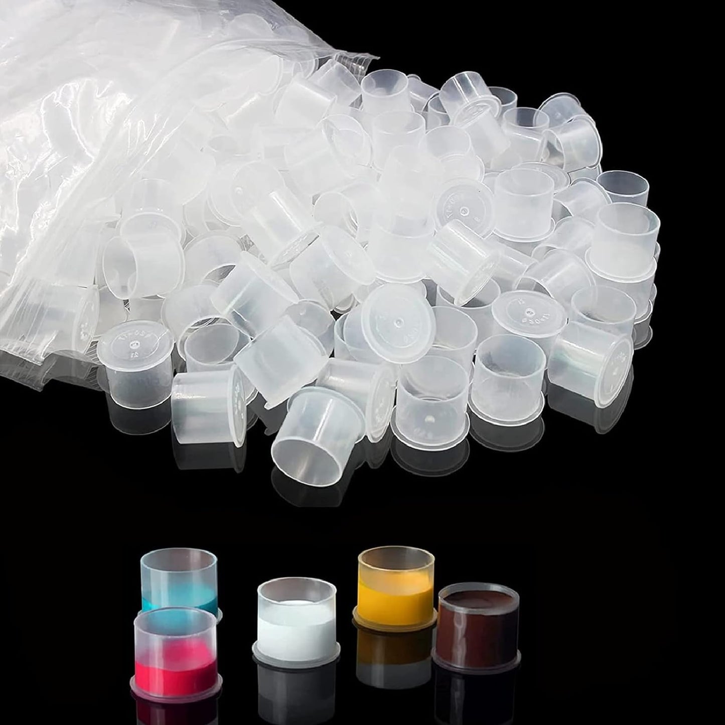 Tattoo Ink Caps - SOTICA 1000pcs Tattoo Ink Cups with Base Mixed Size #11 Small #14 Medium #17 Large Plastic Tattoo Caps for Ink Tattoo Supplies (1000pcs Mixed)