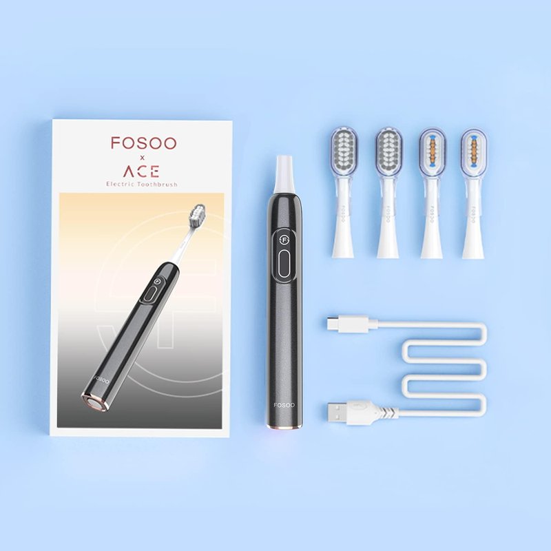 Sonic Electric Toothbrush - 48000 VPM Rechargeable Toothbrush with 4 Dupont Brush Heads | Zinc Alloy Handle, 2 Min Timer (Black)
