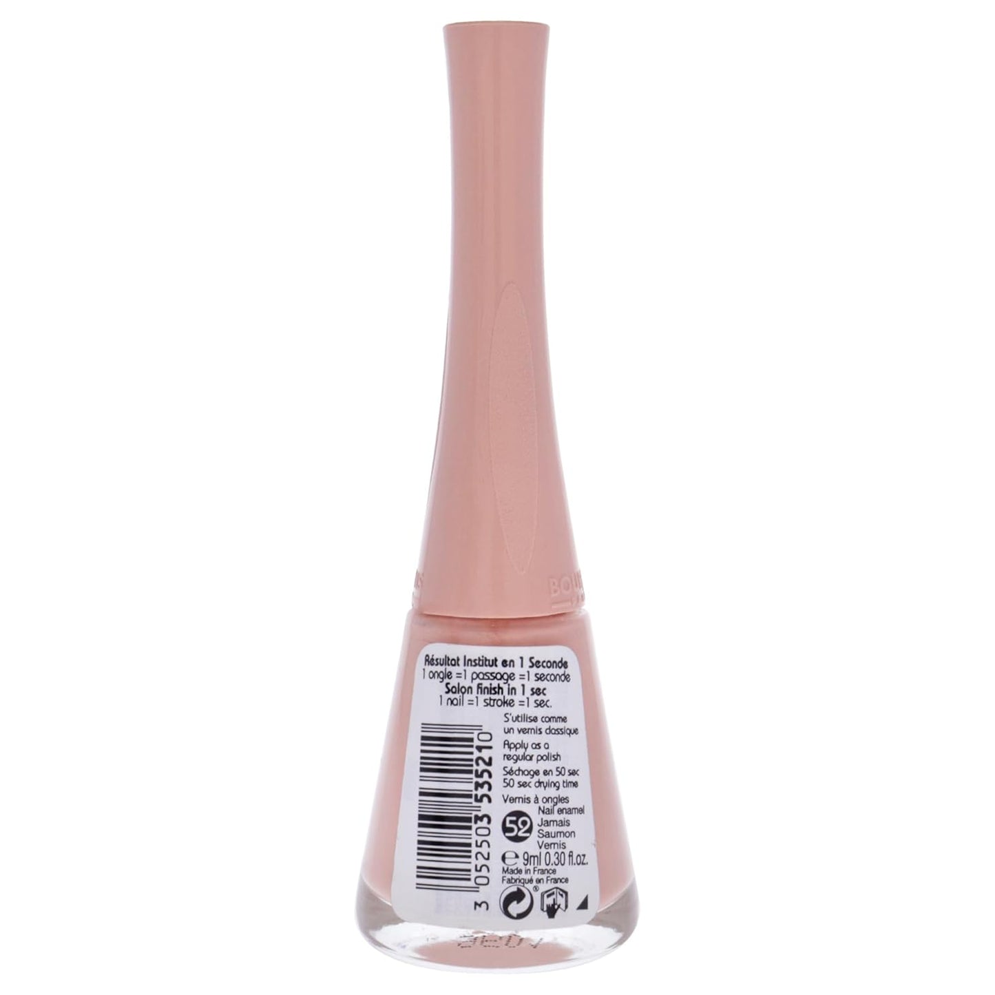 Bourjois 1 Seconde Nail Polish - #52 Jamais Saumon | Quick-Dry Formula, 0.3 oz
