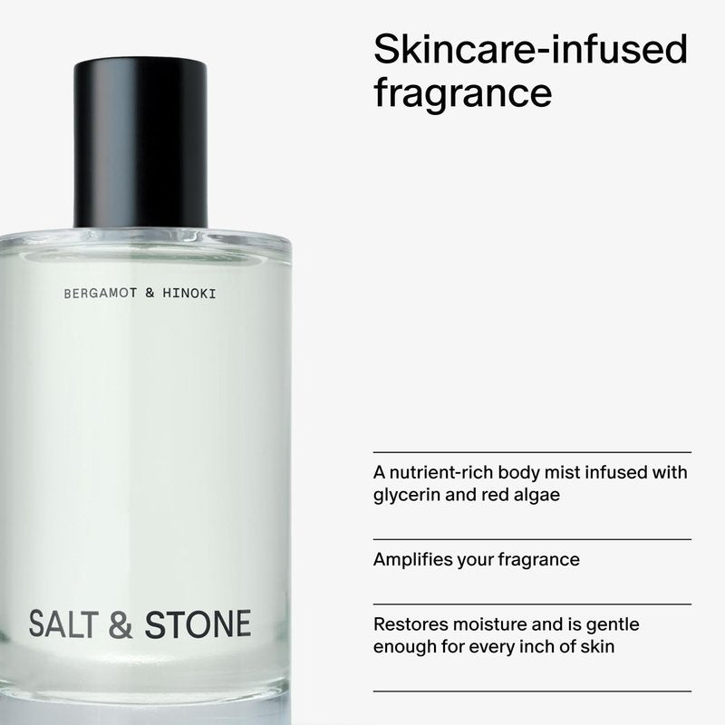 Salt & Stone Signature Scent Duo Set | 48 Hour Aluminum-Free Deodorant & Hydrating Body Mist | Skincare-Infused Deodorant & Body Spray | Saffron & Cedar