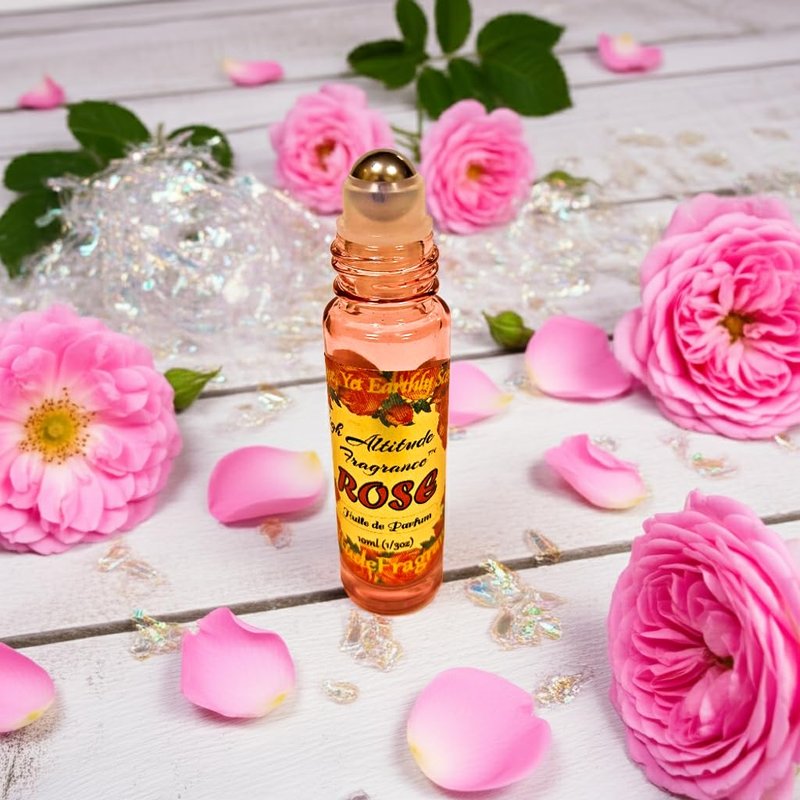ROSE Perfume Oil - All-Natural Essential Oil Fragrance - Huile de Parfum - Bulgarian Damask Rosa Damascena Petals Otto,Tea Rose, De Mai - Roll On Roller Ball - Party Travel Guest Favors Gifts - 10mlx3