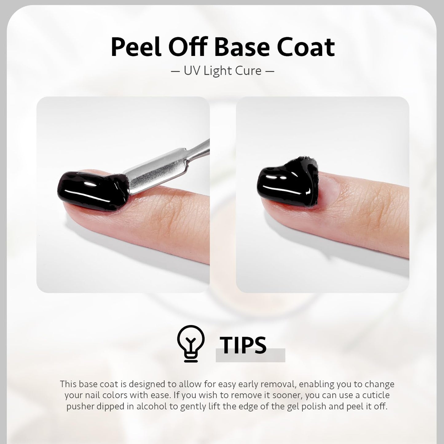 GAOY Peel Off Gel Base Coat for Gel Nail Polish, 16ml Peelable Clear Foundation for Use with UV LED Nail Lamp