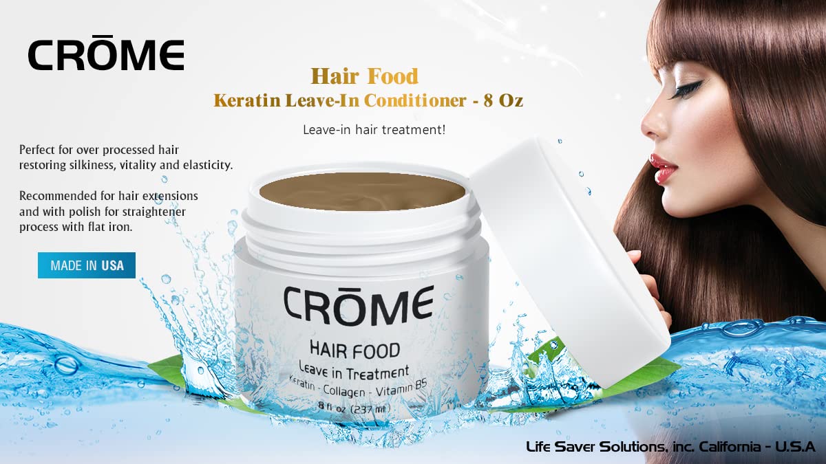 Crome Hair Food - Keratin Leave - In Conditioner - 8 Oz - Hair Treatment