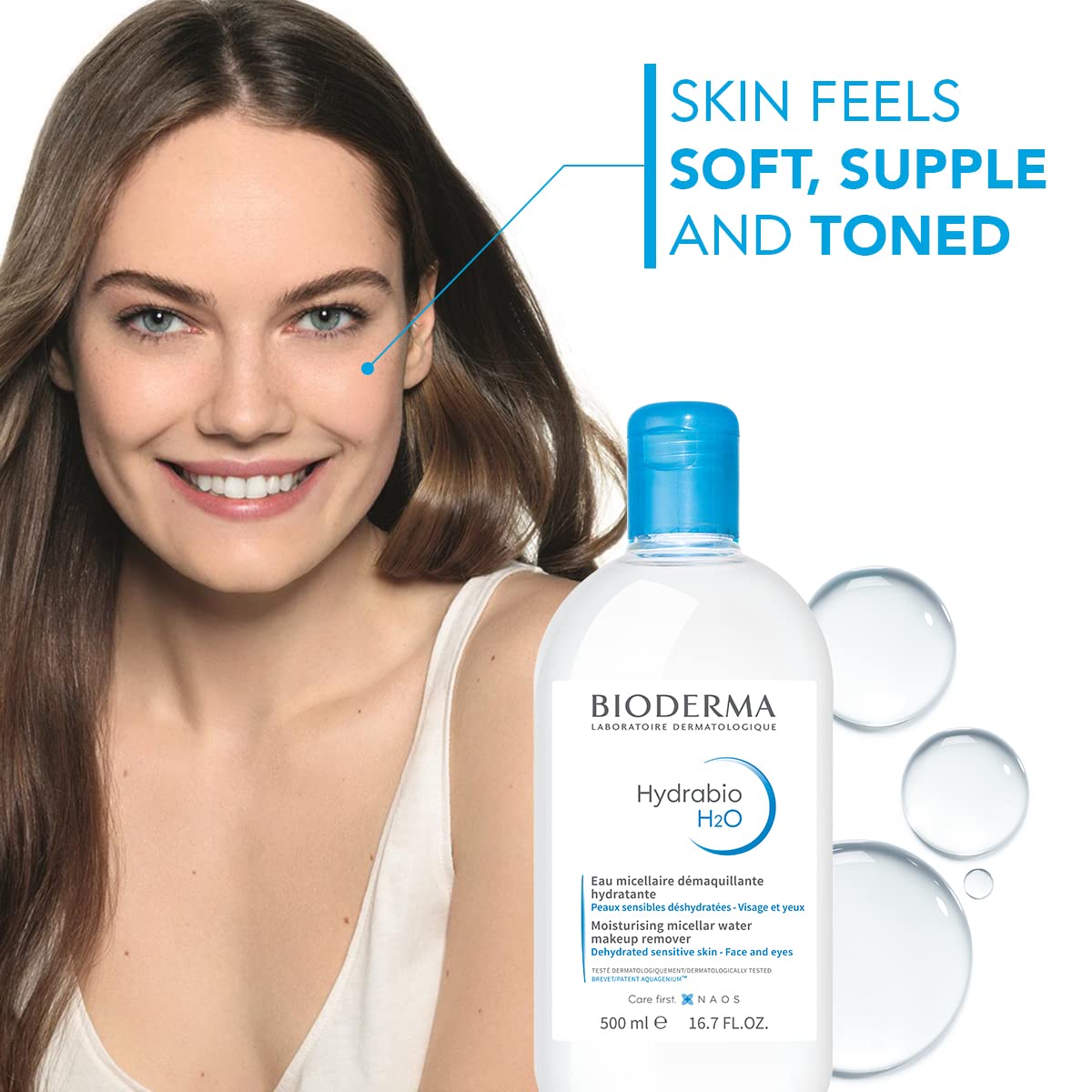 Bioderma Hydrabio DUO H2O Micellar Water Cleansing and Make-Up Removing for Dehydrated Sensitive Skin, 33.4 Fl Oz