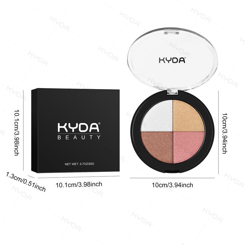 KYDA Eye & Cheek Palette, Eyeshadow and Highlighter Makeup, 4-In-1 Glow Face Palette for Women, Multiuse Blush, Highlighting Eye & Cheek Pallet for Mature Skin