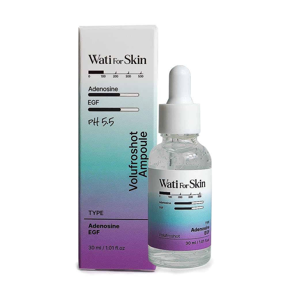 Wati For Skin Adenosine EGF Volufroshot Ampoule (1.01 fl.oz) – Facial Serum with Volufiline for Visible Elasticity & Plumping – Dewy Finish K-Beauty