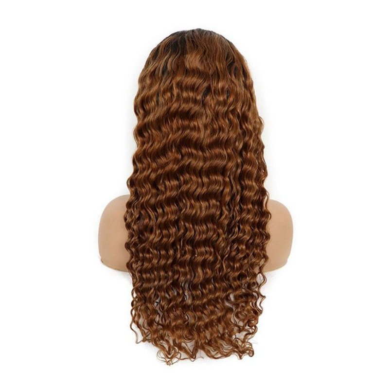 Peenoll Curly Human Hair Wig Omber T 27 Lace Frontal Closure Jerry Curly Human Hair Wig Pre Plucked Pre Cut Lace Frontal Closure Glueless Wigs Elastic Band 200% Density