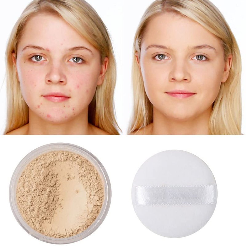 Meifen Setting Powder, Control Oil Brighten Skin Color Cover Blemish Whitening Face Setting Loose Powder。 (02 Cool Beige, 0.56 Ounce (Pack of 1))