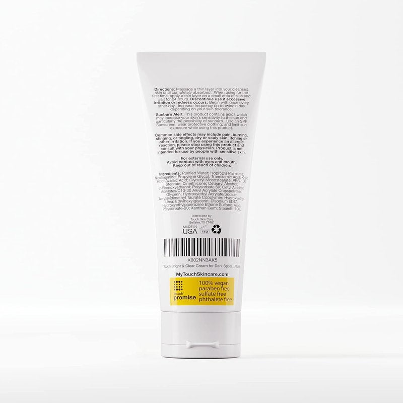 TOUCH Radiance Cream with Niacinamide, Kojic Acid, Tranexamic Acid & Azelaic Acid – Brightening Face Cream for Uneven Skin Tone – 2 oz