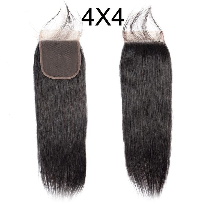 4X4 HD Lace Closure Straight Human Hair 14 Inch hd Transparent Lace Closure Pre Plucked with Natural Hairline Bleached Knots 100% Unprocessed Brazilian Virgin Human Hair Closure 4X4 Closure Free Part