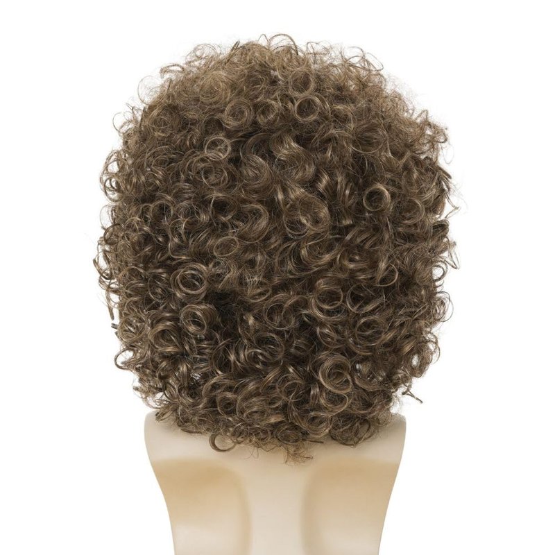 Salaibs Curly Brown Short Wigs for Men Natural Shaggy 80s Rocker Wig Synthetic Heat Resistant Hair Wig for Halloween Use