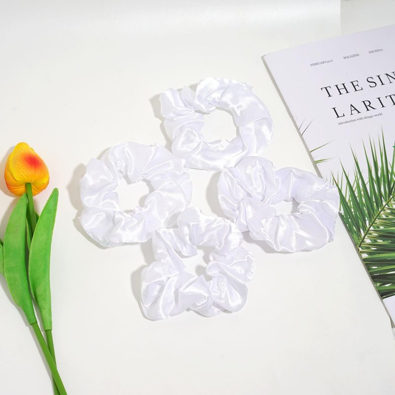 80 Pieces White Satin Scrunchies Bulk, Solid Color Elastic Hair Bands Silky Ponytail Holder for Women Girls Kids Hair Accessories