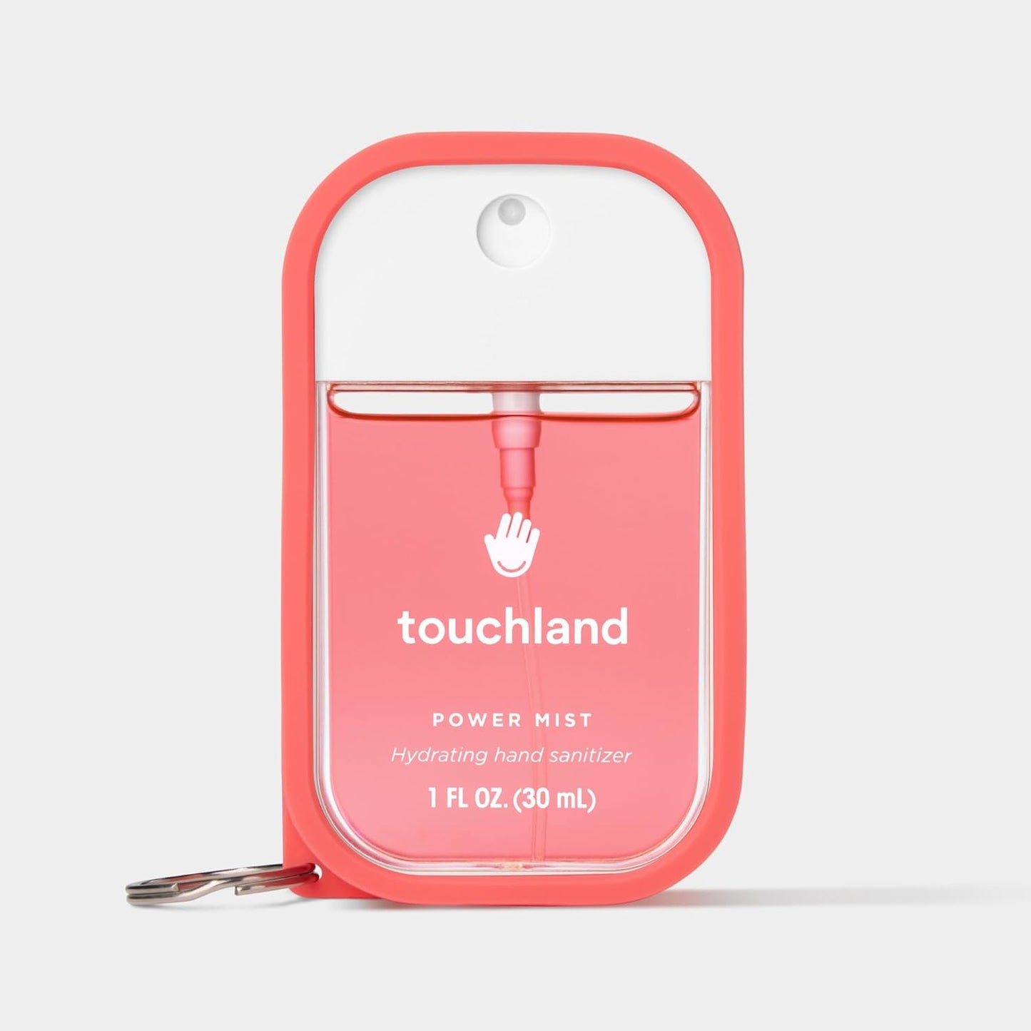 Touchland Hand Sanitizer Mist Case 1FL. OZ., Protective and Stylish Hand Sanitizer Spray Accessory, Silicone Case with Keyring, Icy White
