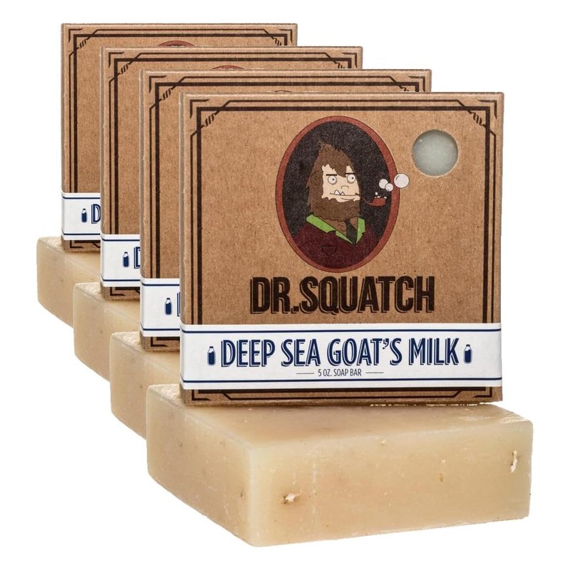 Dr. Squatch All Natural Bar Soap for Men with Medium Grit, Deep Sea Goat's Milk (Pack of 4)