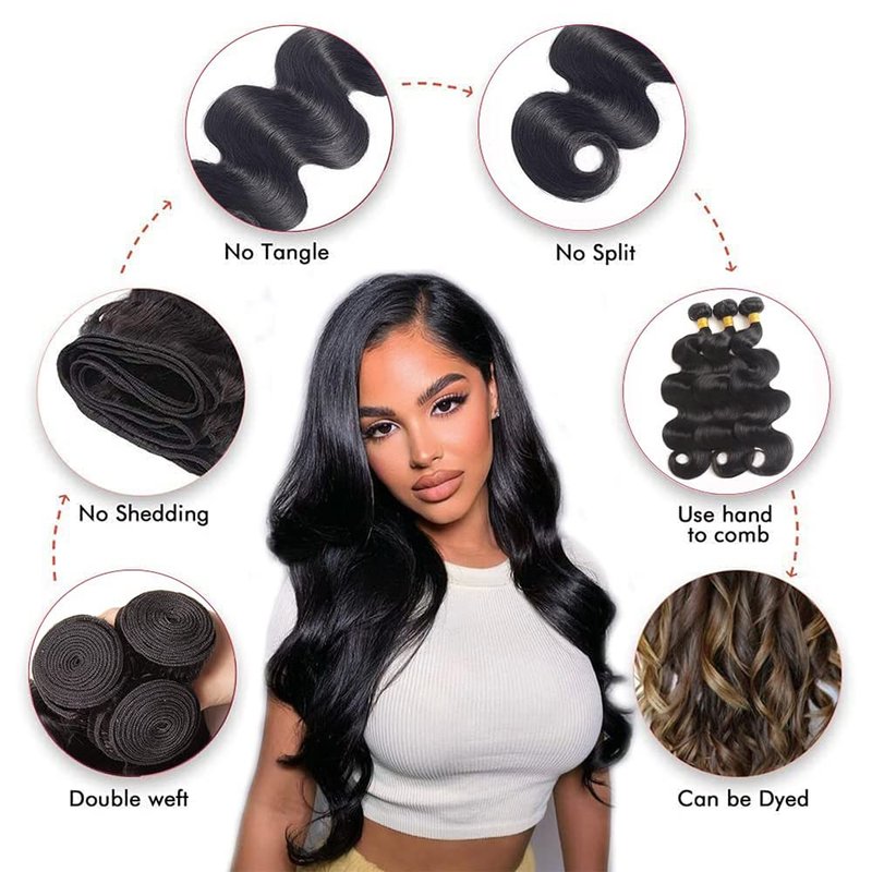 Human Hair Bundles Body Wave 1 Bundle 12A Unprocessed Brazilian Virgin Human Hair Body Wave Bundles 100G Natural Black Hair Extensions