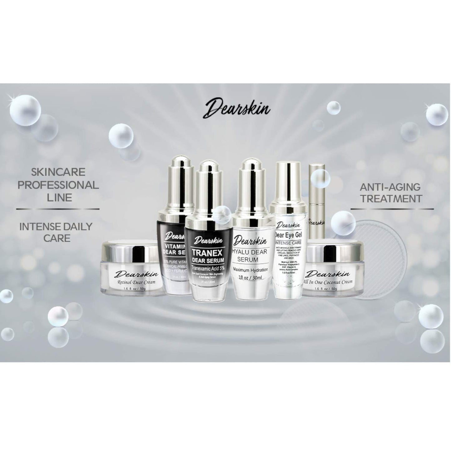 Vitamin C Dear Serum + All In One Coconut Cream seT- Pack with Vitamin C Serum 20%, Hyaluronic Acid Botanic, Vitamin E Organic and Coconut Oil Cream Day and Night (Serum + Cream)