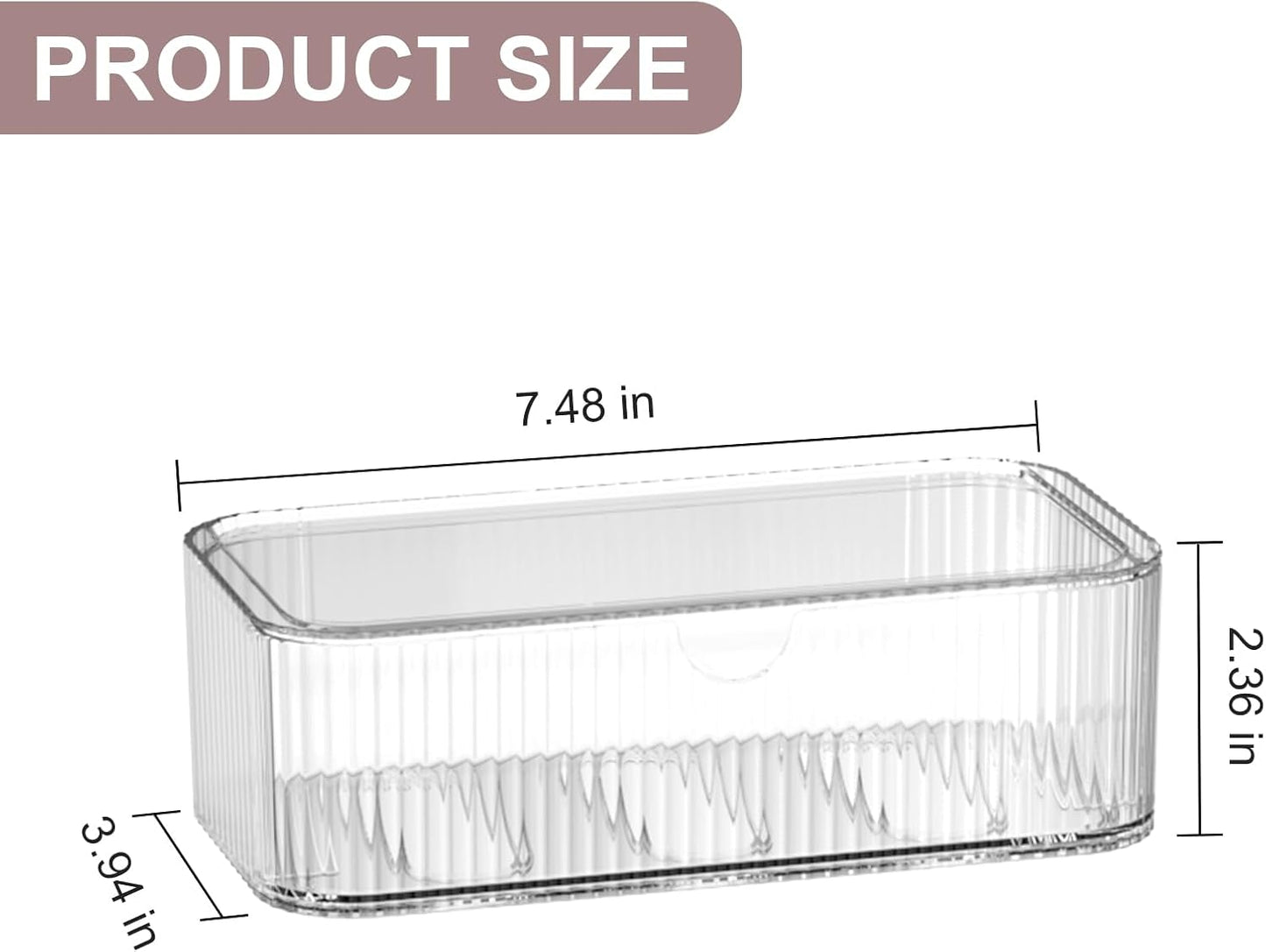 Clear Stackable Storage Drawers - 8-Pack Multi-Purpose Organizers with Non-Slip Silicone Feet | Transparent Acrylic Bins for Vanity, Office, Bathroom, Pantry
