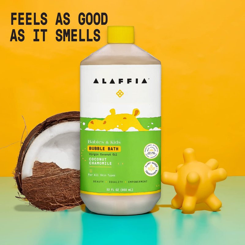 Alaffia Bubble Bath for Babies & Kids, Coconut Chamomile 2-Pack – Long-Lasting, Moisture-Rich Bubbles with Coconut Oil, 32 Fl Oz Ea