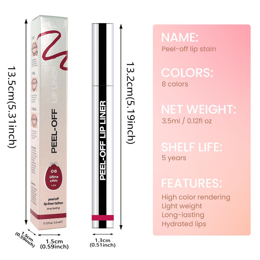 3Pcs Peel Off Matte Liquid Lip Gloss Stain-Lip Liner with Tweezer, Peel Off Lip Stain, Long Lasting & Waterproof Lipstick Tattoo, Transfer-Proof Lip Gloss for All Skin Types (00#+02#+06#, 3Pcs)