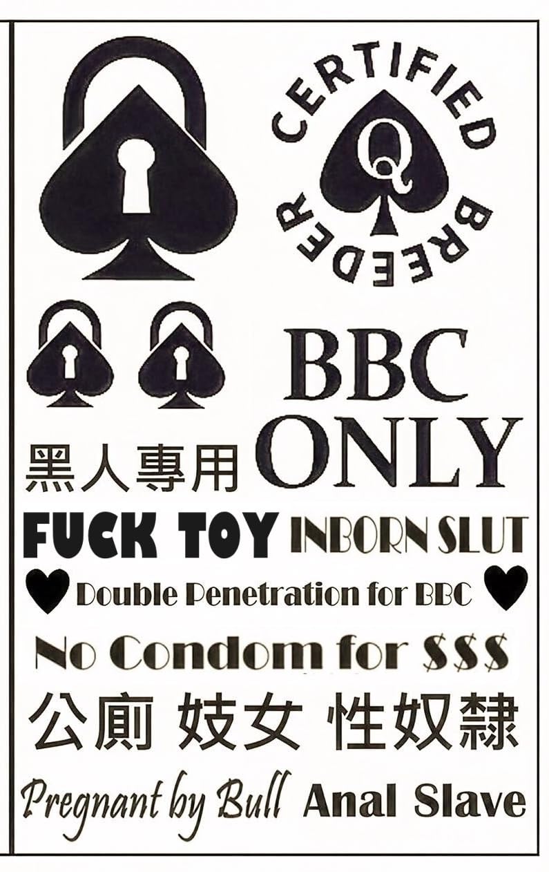 BBC Queen of Spades QoS 4 Sheets Temporary Tattoos Sticker SEX BDSM Total 57counts(15X21cm) Cuckold Queen of Spades QoS Hooker DIRTY Chinese Japanese Phrases