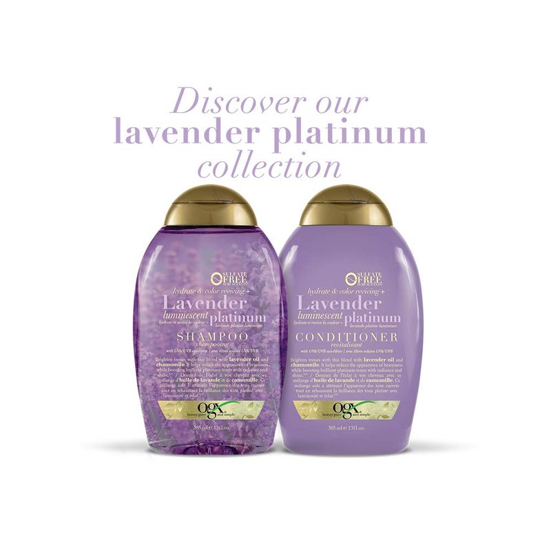 OGX Hydrate & Color Reviving + Lavender Luminescent Platinum Shampoo, 13 Ounce Bottle