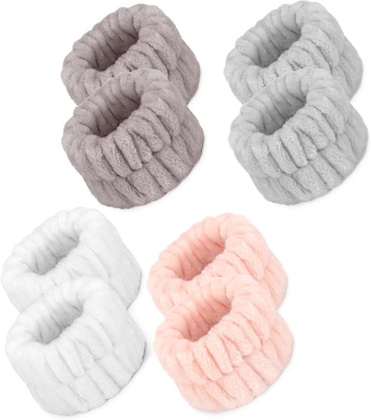 Crosize 8 Pcs Microfiber Wrist Bands for Washing Face, Women's Absorbent Face Washing Wristbands, Prevent Water from Spilling Down Your Arms