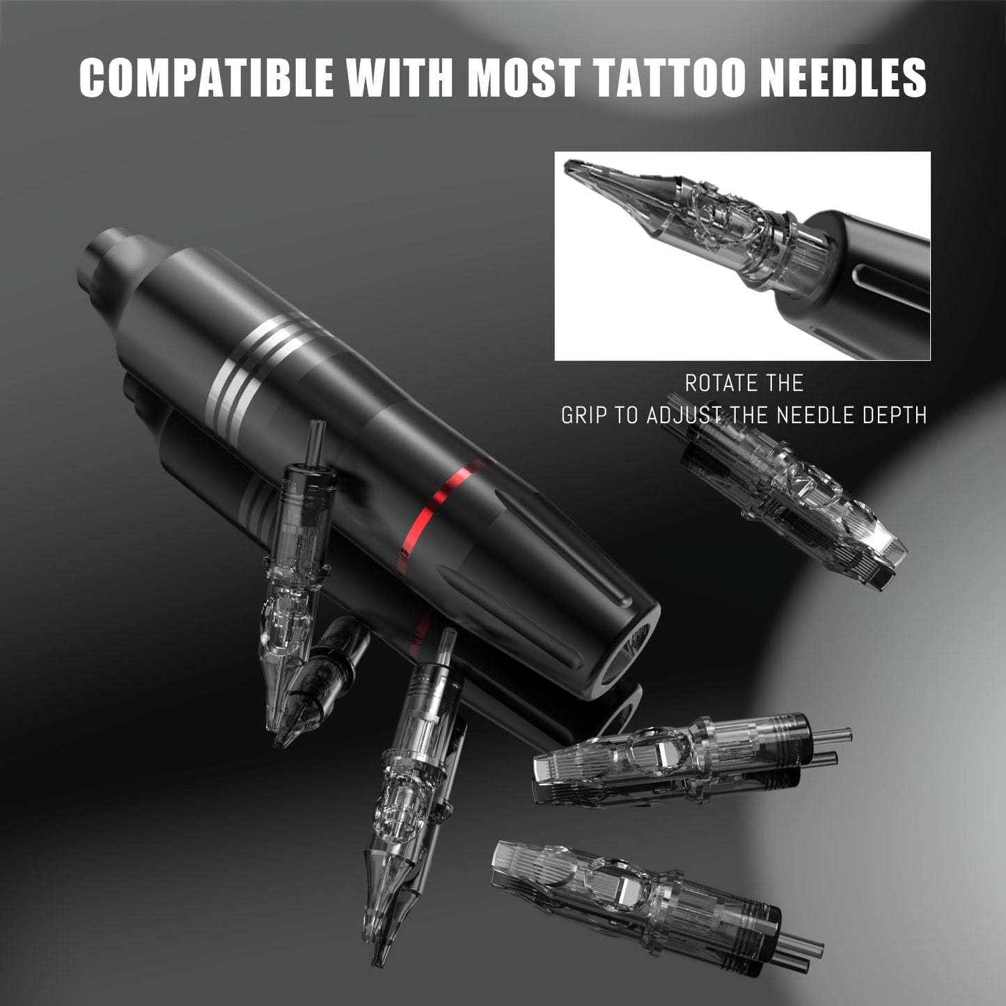 Peslief Tattoo Gun Kit Rotary Tattoo Machine Kit Professional Tattoo Pen Kit with Power Supply 10Pcs Cartridge Needles for Beginners and Artists Complete Tattoo Kit Tattoo Supplies - Black