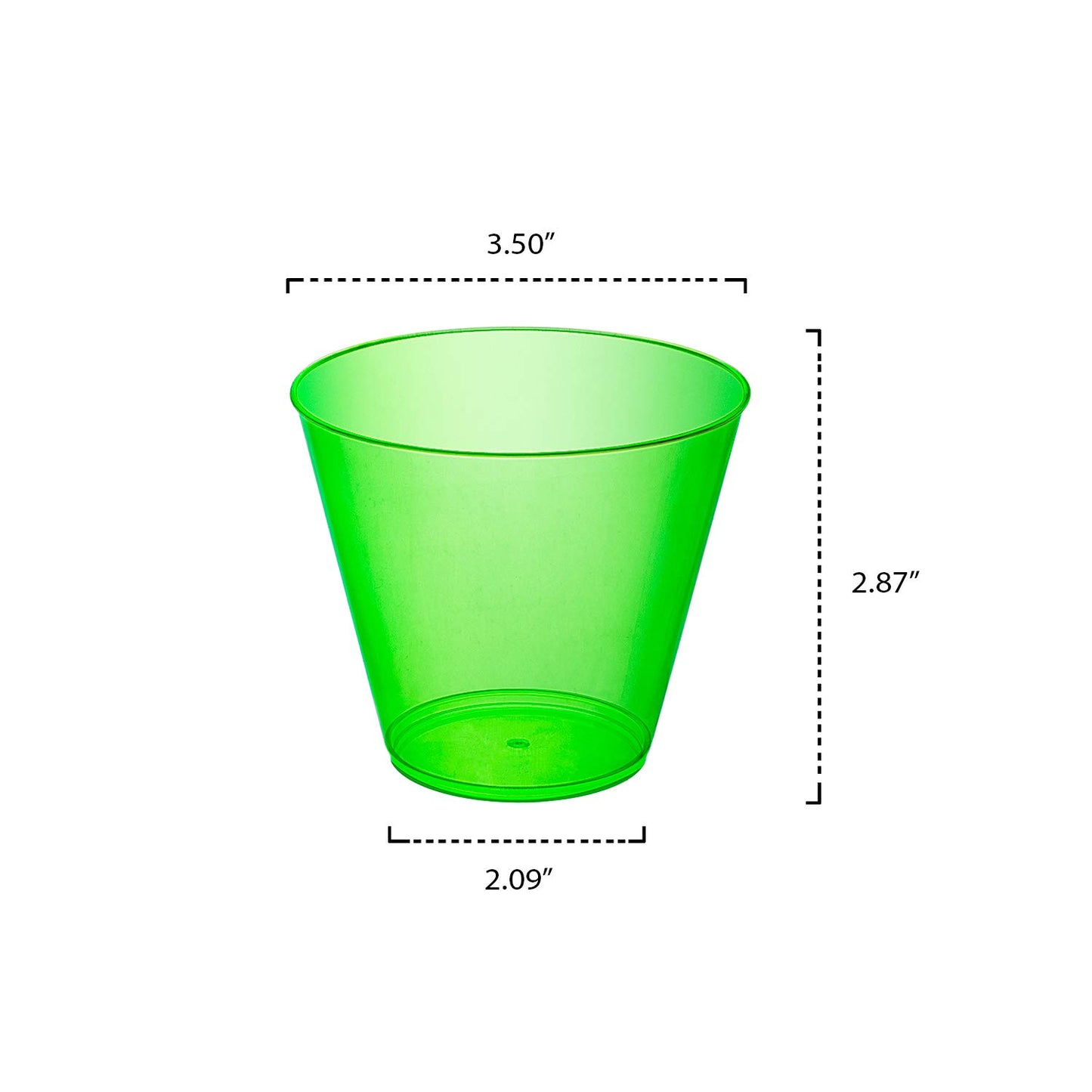 Party Essentials Hard Plastic 25 Count Party Cups/Tumblers, 9-Ounce, Neon Green