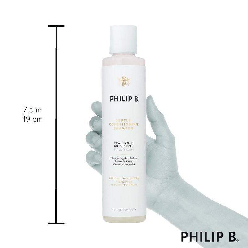 PHILIP B Gentle Conditioning Shampoo, 7.4 fl. oz. (220 ml) - Light-Weight Unscented Cleanser Adds Softness & Shine, With Shea Butter & Vitamin B5