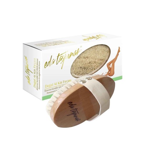 EDA Taspinar Anti-Cellulite Dry Brush Natural Horse Hairbrush |Removes Cellulite by 57% in 5 Weeks |Exfoliating Body Scrubber | Improves | Lymphatic | Function | Silky Skin | Animal Friendly