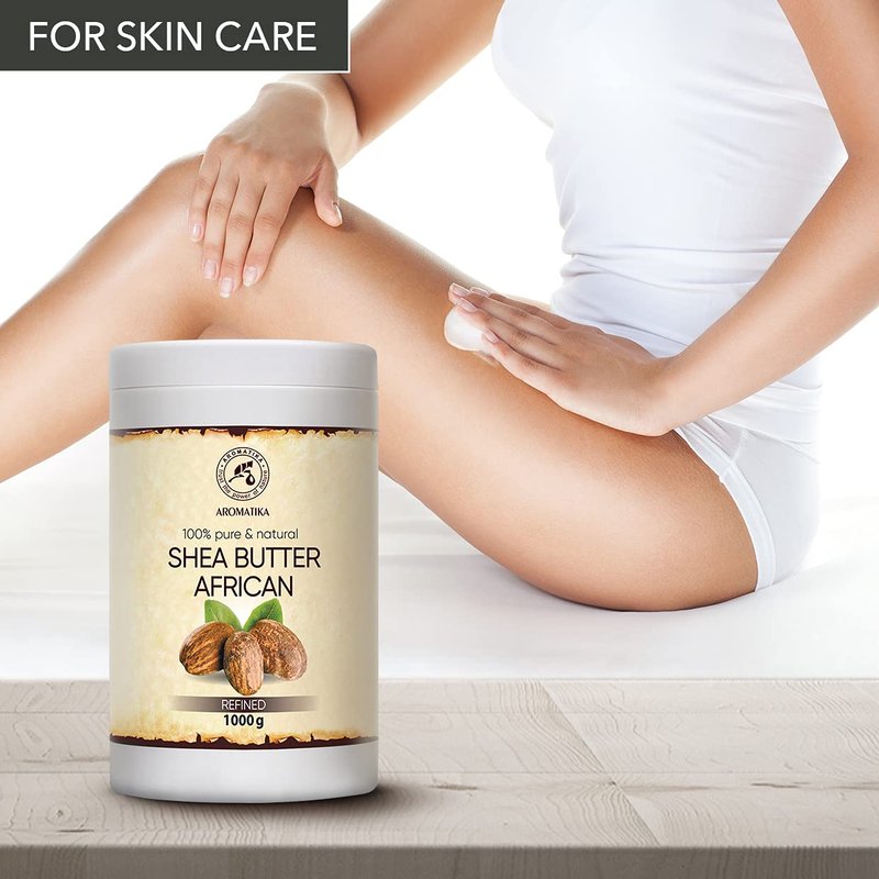 AROMATIKA Shea Butter Refined 35.3 Oz (1000g) - 100% Pure Shea Butter for Body Care - Hair - Face - Body Butter - Butyrospermum Parkii
