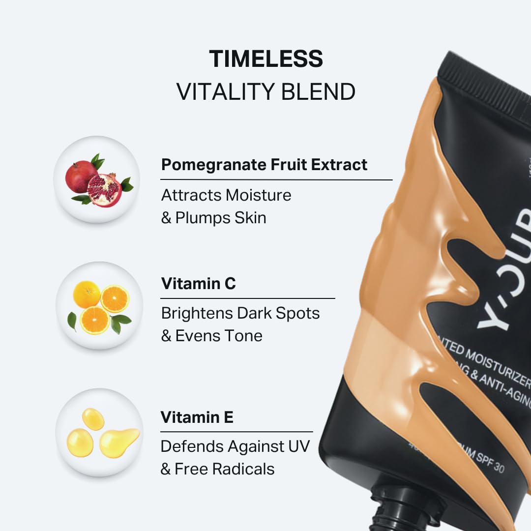 Y'OUR Tinted Moisturizer SPF 30 - Anti-Aging Hydrating BB Cream for All Skin Types | 1.35 oz (Light)