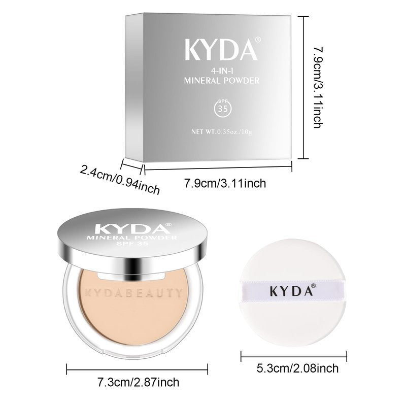 Freeorr 4-in-1 Mineral Pressed Powder, SPF 35 Powder Foundation with Concealer and Finishing, Matte Weightless Buildable Foundation, Light to Medium Coverage, 04 Fair