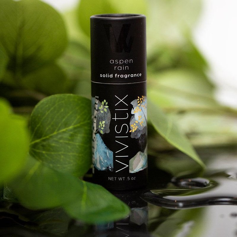 Vivistix Solid Perfume Stick | Aspen Rain scent | Portable, clean, fresh, rain, aquatic travel perfume | Made in the USA | no parabens, phthalates, or preservatives