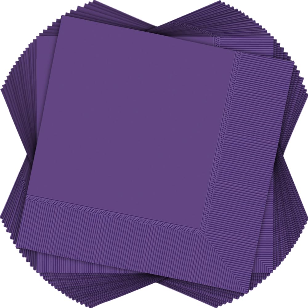 Festive Purple 2-Ply Beverage Napkins - 5" x 5" (Pack of 40) - Durable, Absorbent & Vibrant - Perfect for Parties, Holidays & Special Occasions