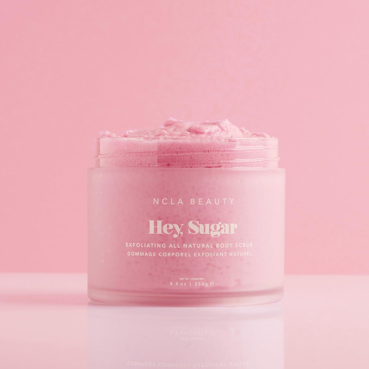 NCLA Beauty Hey Sugar All Natural Body Scrub - Moisturizing, Exfoliating Sugar Scrub - Shea, Cocoa, and Mango Butters - Pink Champagne - 8.8 oz