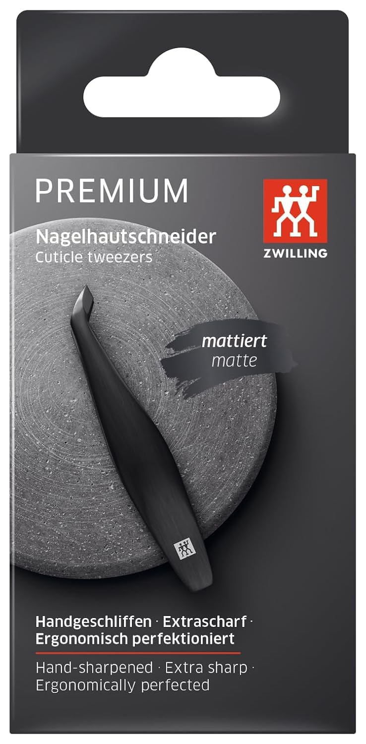 ZWILLING Cuticle Clipper (Precise Removal of Cuticle remnants, Sharp, Angled Cutting Edges, Hypoallergenic), Frosted, Premium, Black