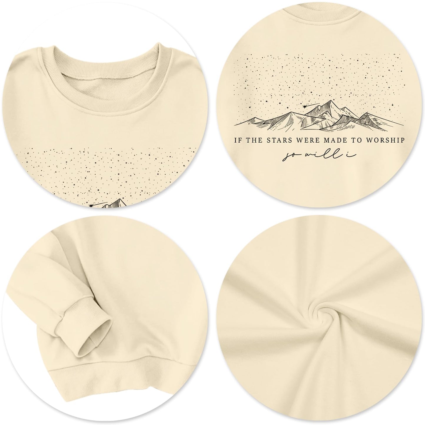 HQP Oversized Christian Sweatshirt for Women: Bible Verse Inspirational Long Sleeve Shirt Religious Pullover Tops Apricot