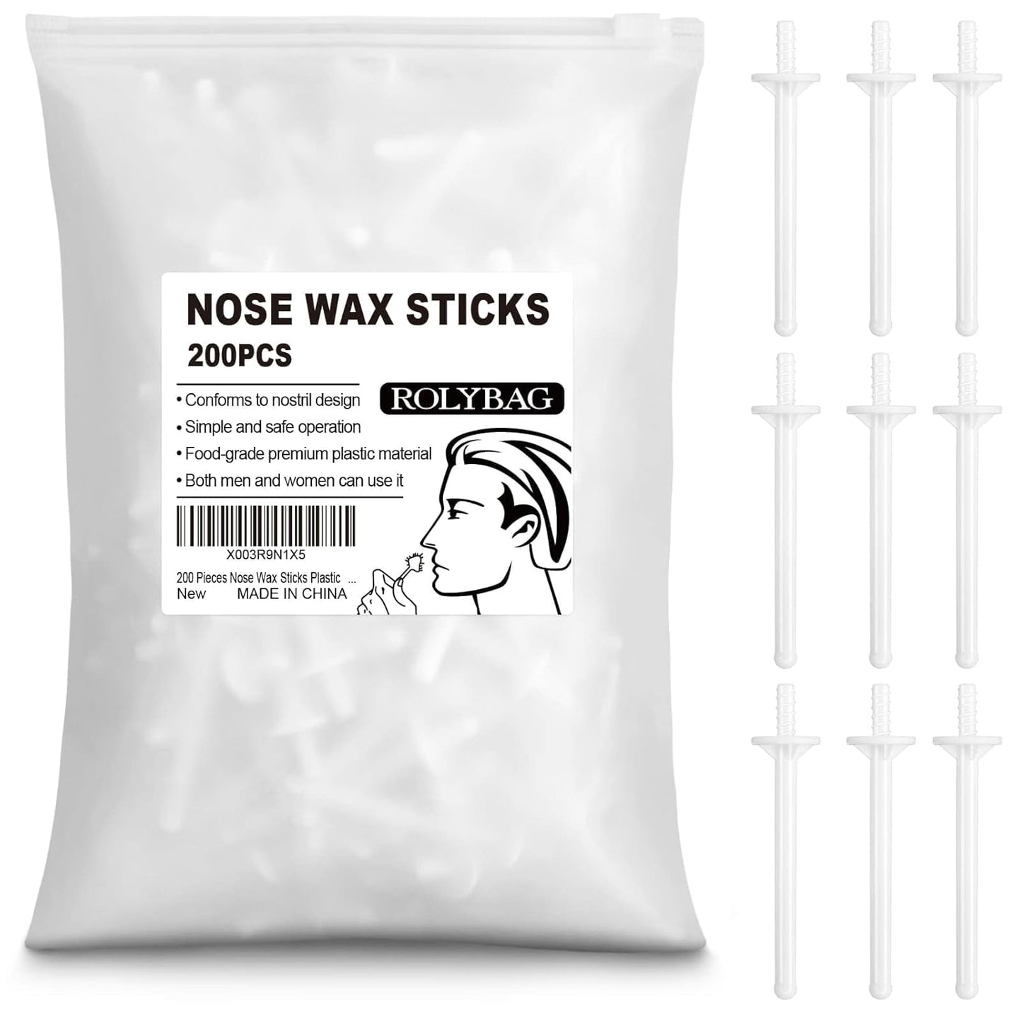 60 Pieces Plastic Wax Applicator Wands with Disposable Spatulas for Nose Hair Removal and Nostril Cleaning