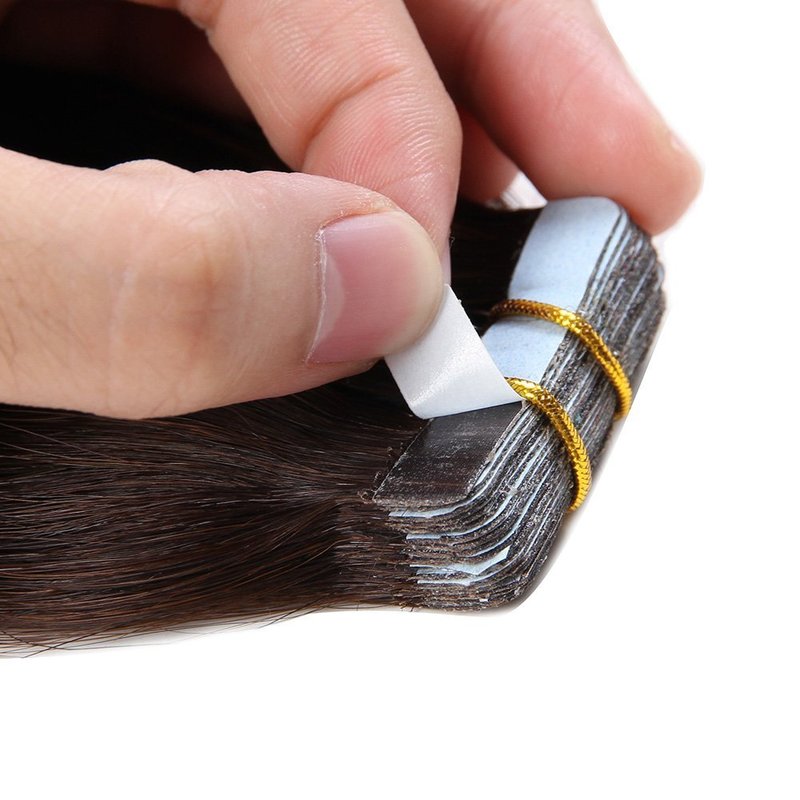 Tape in Hair Extensions Human Hair, 16'' Black Hair Extensions Tape ins Remy Human Hair Extensions 20 Pcs 50 g/pack (#1B) Black