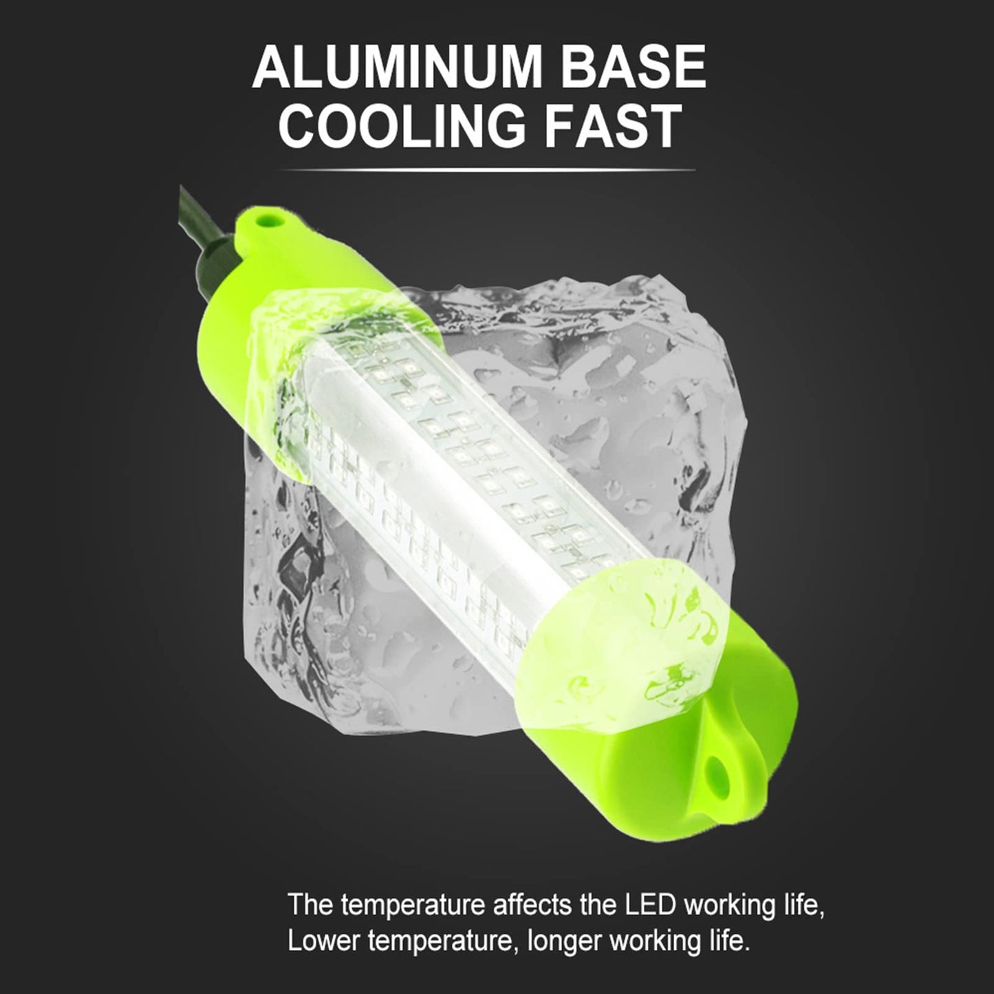 LOSTCAT 18W DC 12V Green IP68 Waterproof Aluminum Super Bright LED Fish Bait Submersible Dock Underwater Fishing Light Attractants for at Night Snook Crappie with Battery Clamps Car Charger Plug