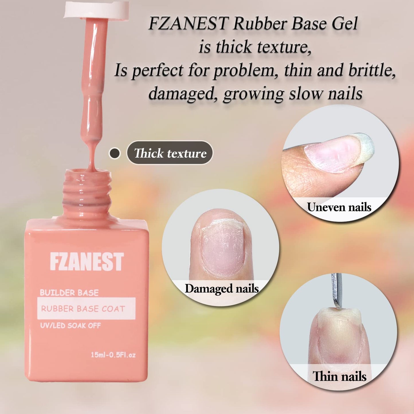 FZANEST Builder Gel Milky White Gel Polish Rubber Base For Nail Strengthener Extension LED Lamp Cured Color Base Nail Polish in Bottle